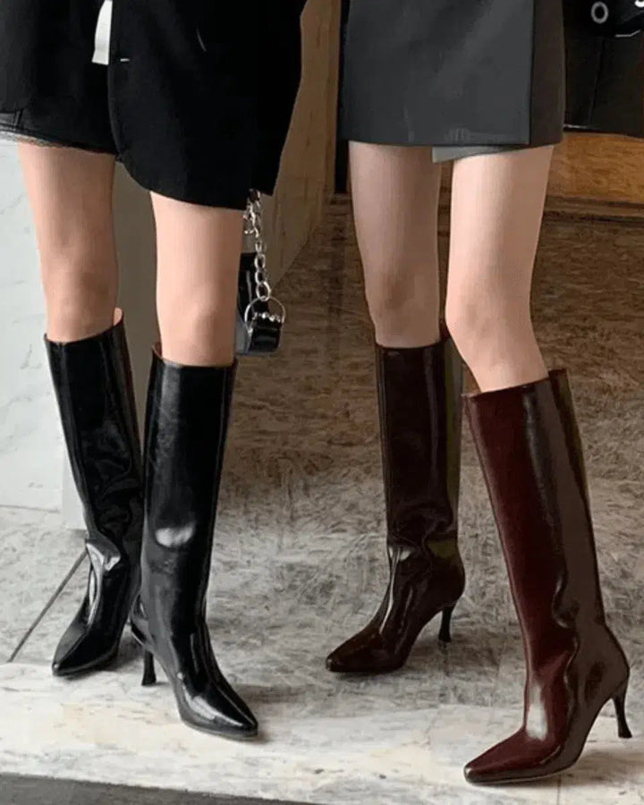 Donalyn | Women’s faux leather knee-high heeled boots
