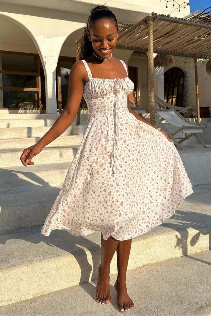 Helena | Women’s corset midi dress with floral detail