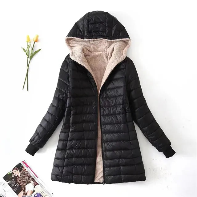 Lavender | Women’s hooded quilted jacket with soft fleece lining
