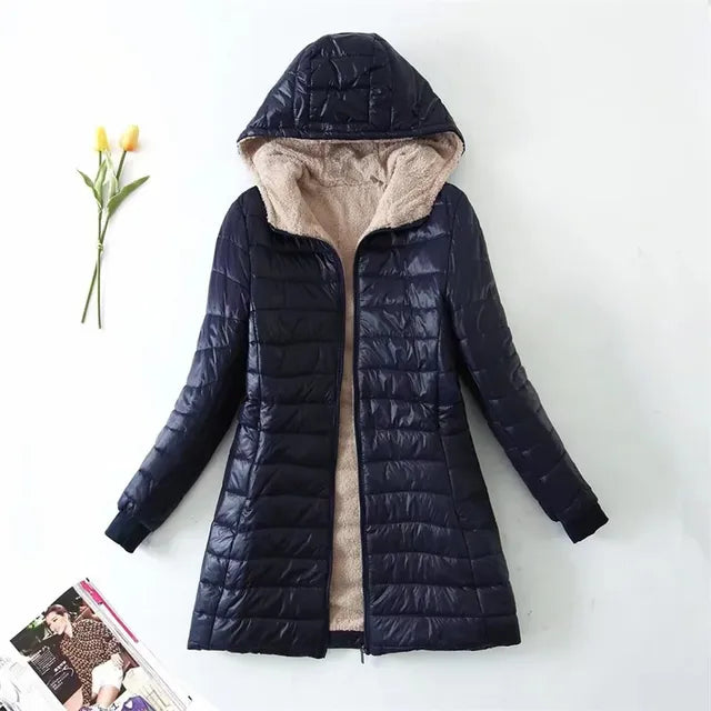 Lavender | Women’s hooded quilted jacket with soft fleece lining