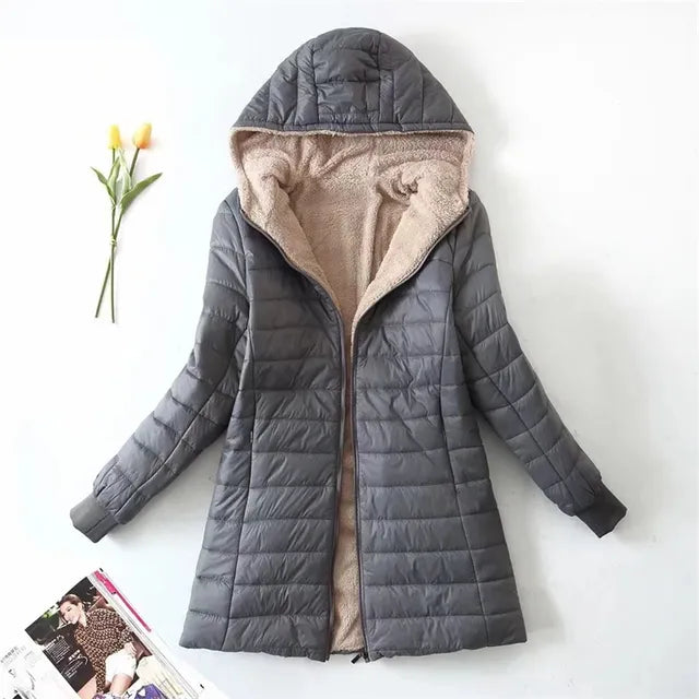 Lavender | Women’s hooded quilted jacket with soft fleece lining