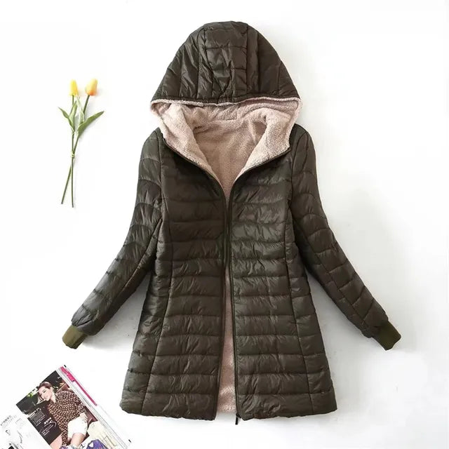 Lavender | Women’s hooded quilted jacket with soft fleece lining