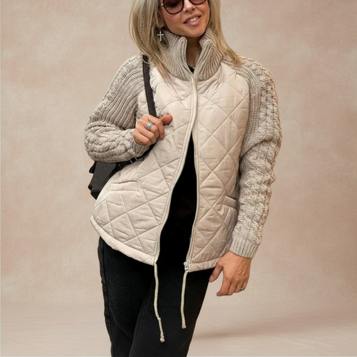 Natalia | Women’s quilted puffer jacket with knitted sleeves