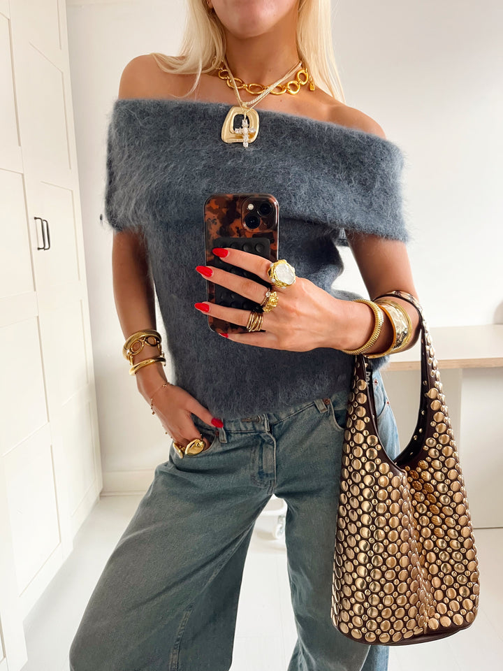 Esme | Women’s knit blouse with off-shoulder design