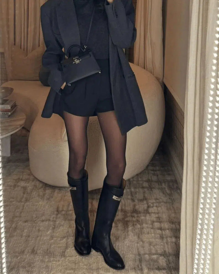 Phoebe | Women’s vegan leather knee-high boots with buckle detail