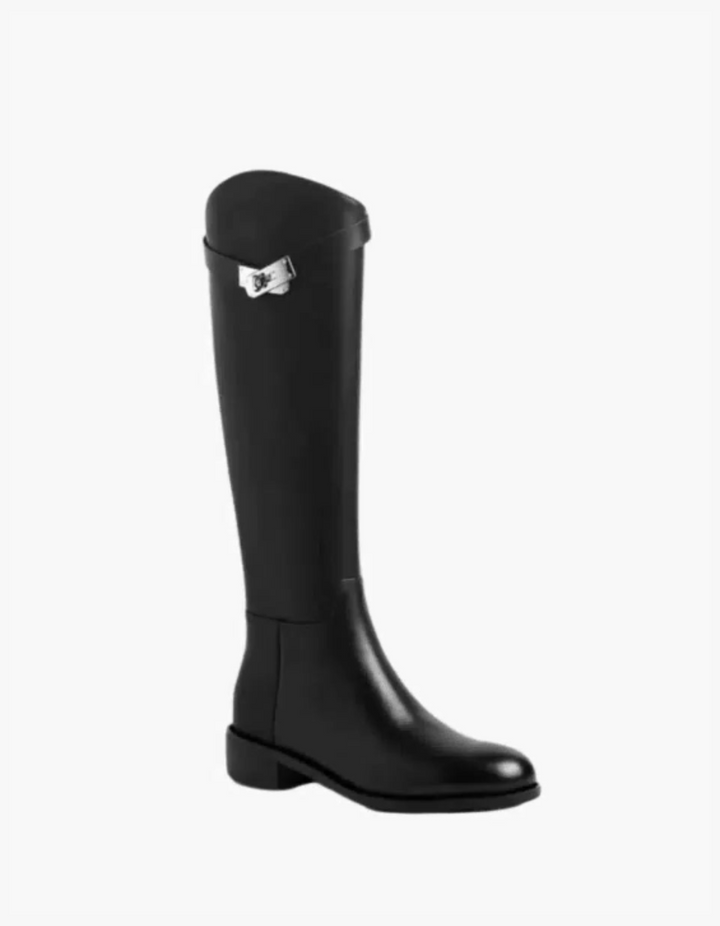 Phoebe | Women’s vegan leather knee-high boots with buckle detail