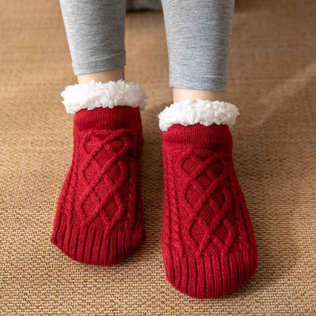 Eliza | Women's cable-knit anti-slip fleece socks