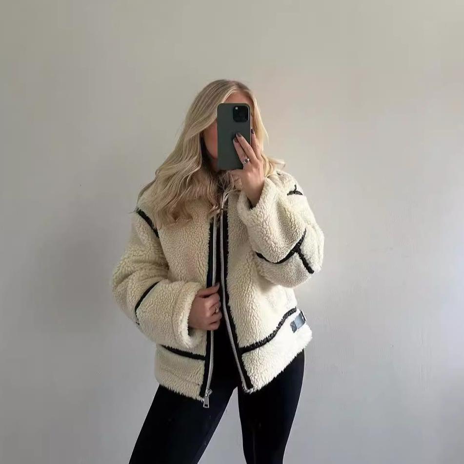 Adhara | Women’s vegan sherpa jacket with leather accents