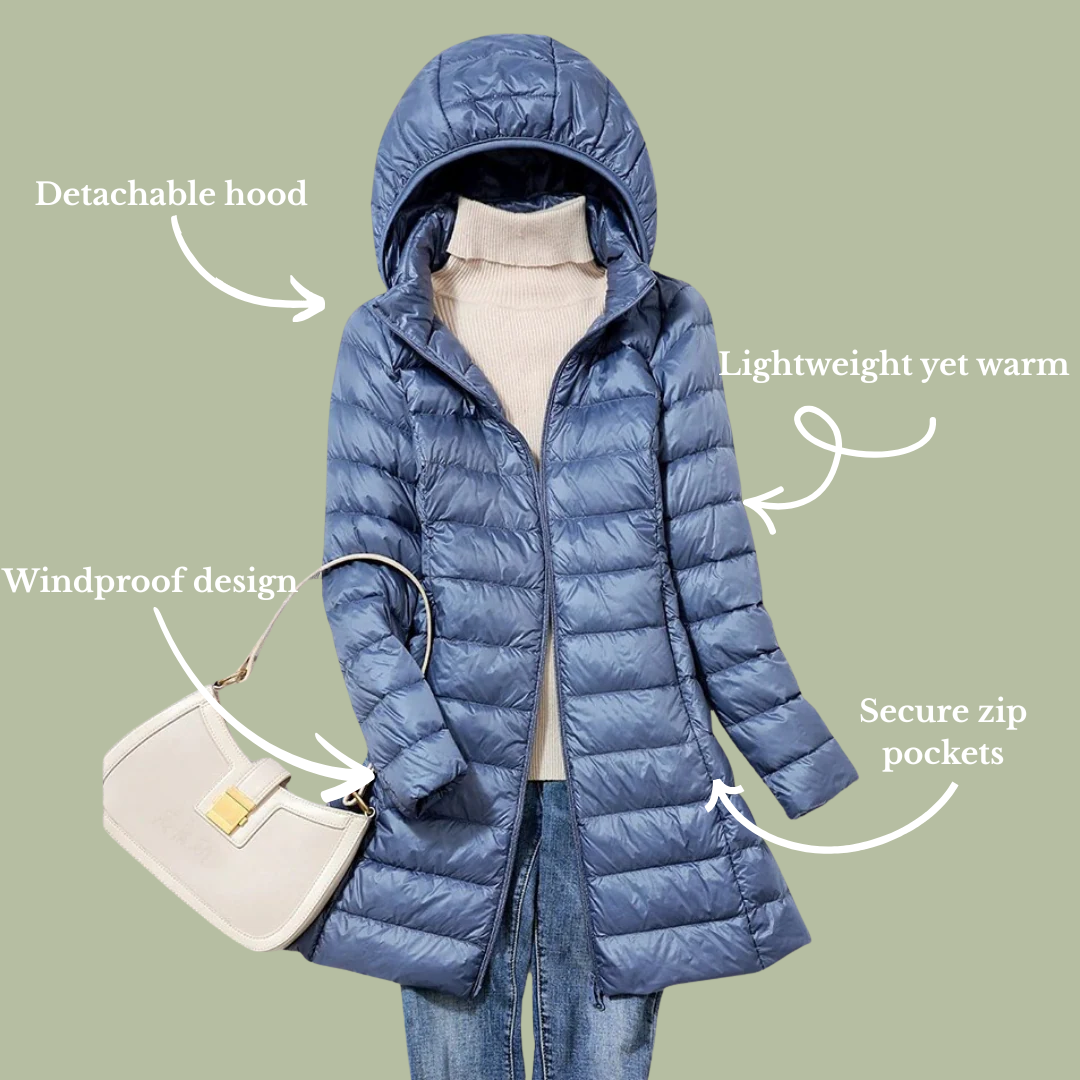 Nala | Women’s glossy longline hooded puffer coat