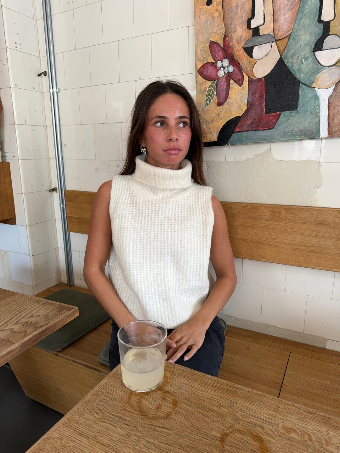 Rossy | Women’s sleeveless turtleneck knit top with soft ribbed texture