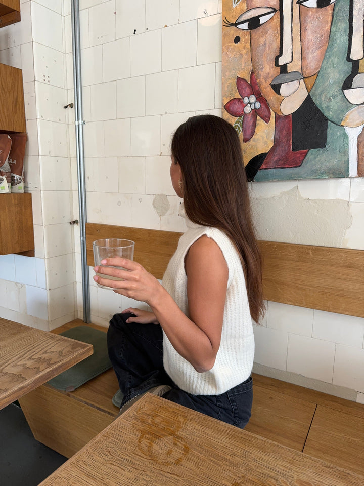 Rossy | Women’s sleeveless turtleneck knit top with soft ribbed texture