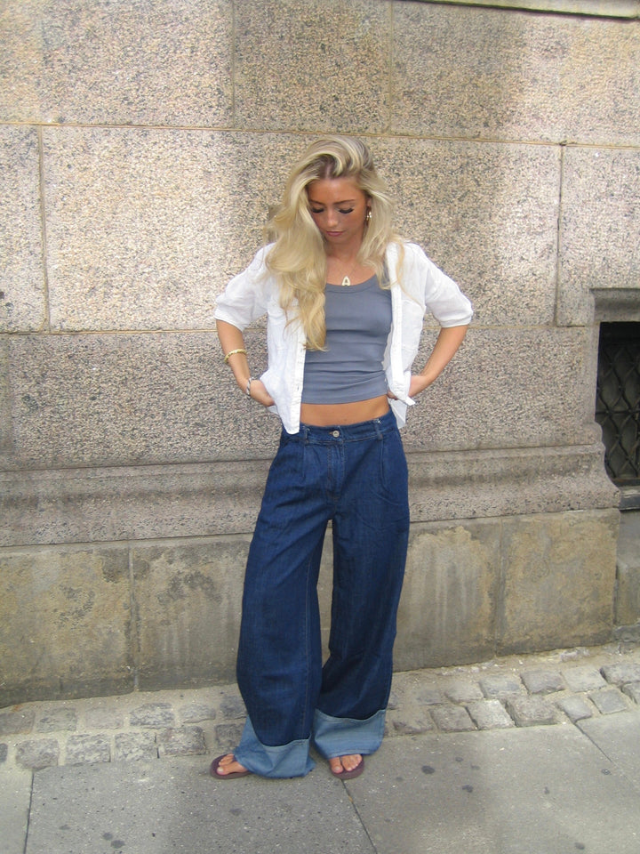 Mercie | Women’s low-rise wide-leg jeans with folded hem