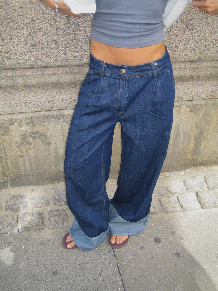 Mercie | Women’s low-rise wide-leg jeans with folded hem