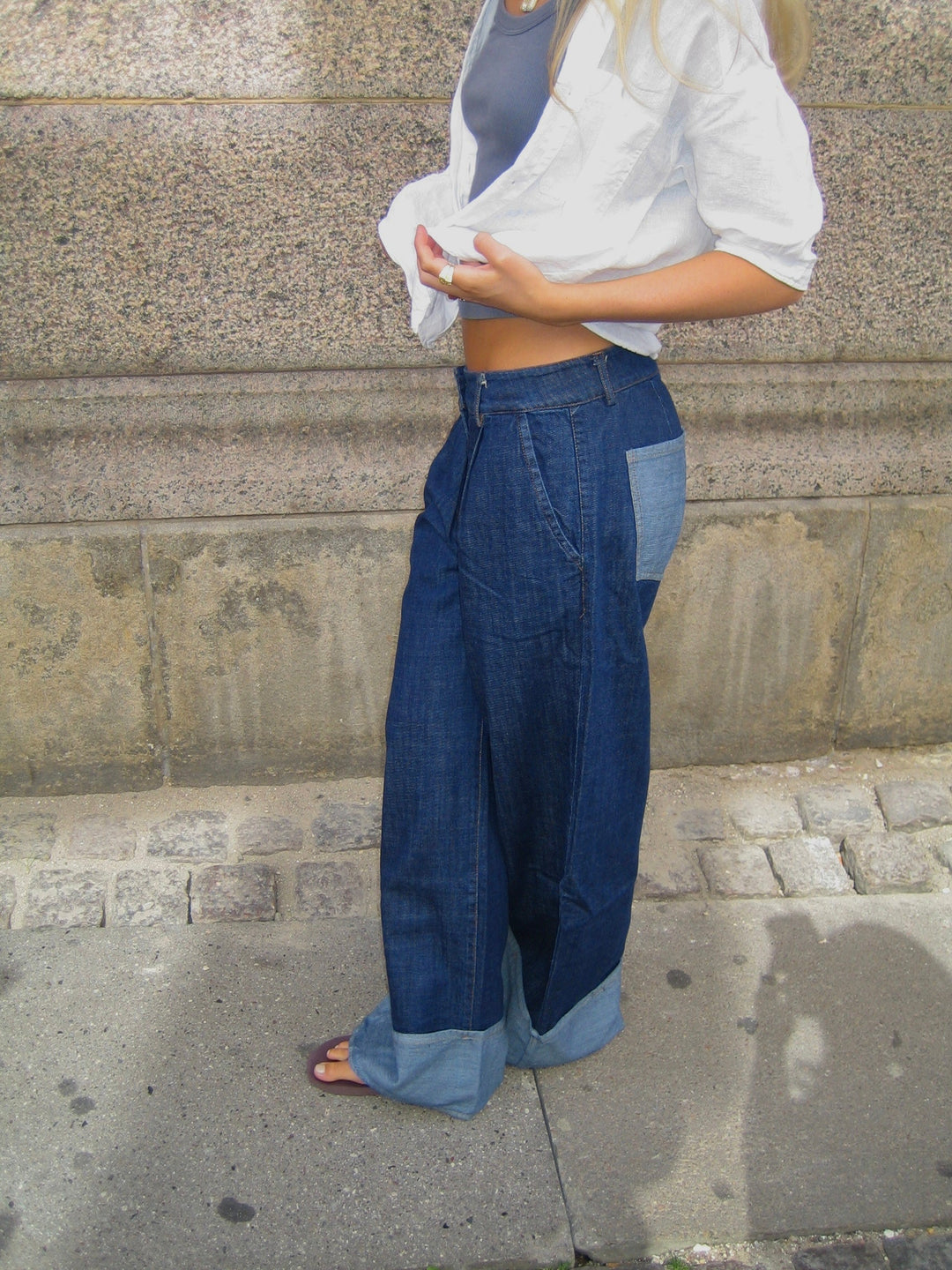 Mercie | Women’s low-rise wide-leg jeans with folded hem