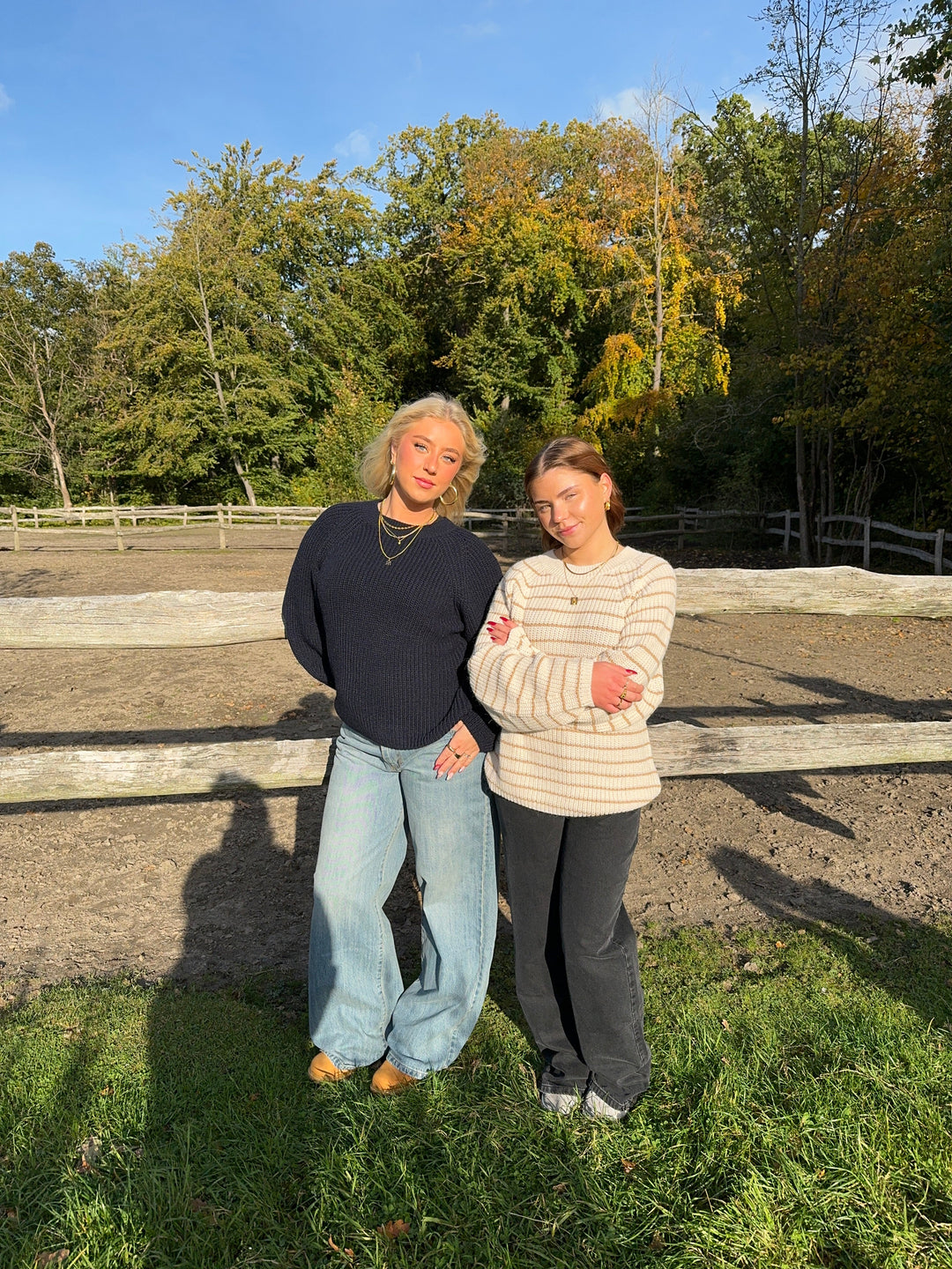 Glendy | Women’s striped knit sweater with balloon sleeves