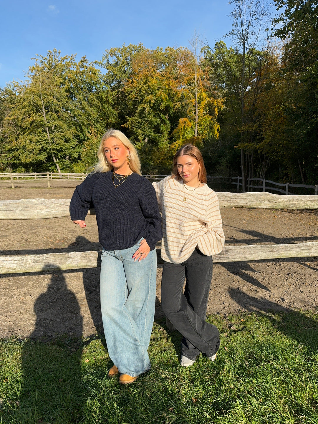 Glendy | Women’s striped knit sweater with balloon sleeves