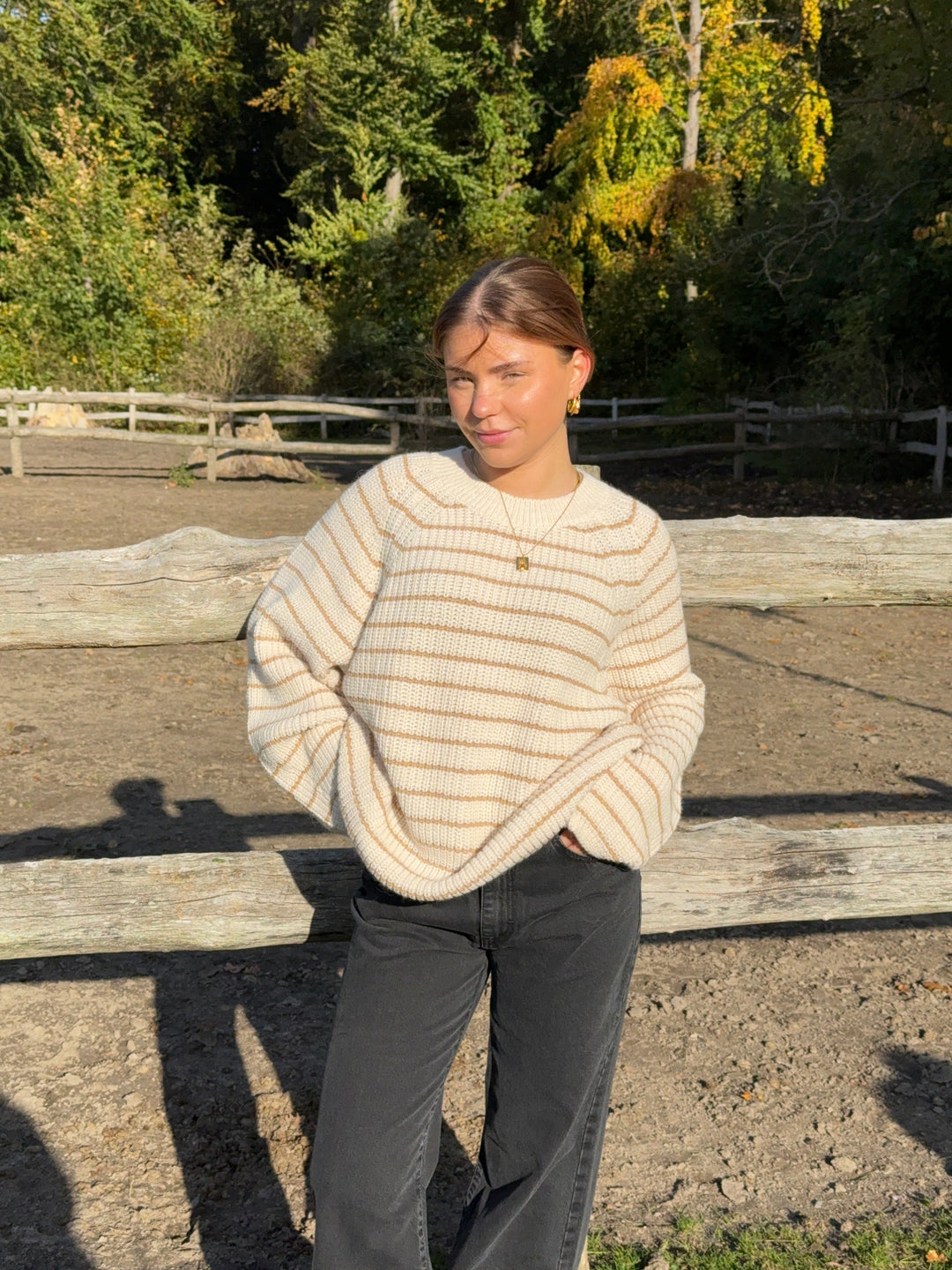 Glendy | Women’s striped knit sweater with balloon sleeves