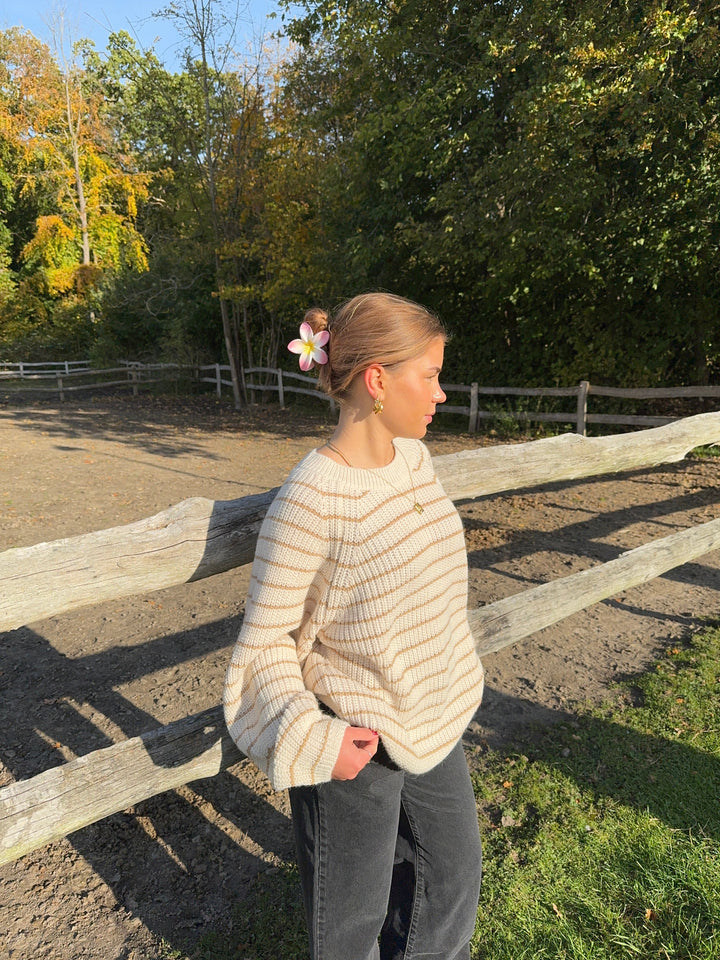 Glendy | Women’s striped knit sweater with balloon sleeves