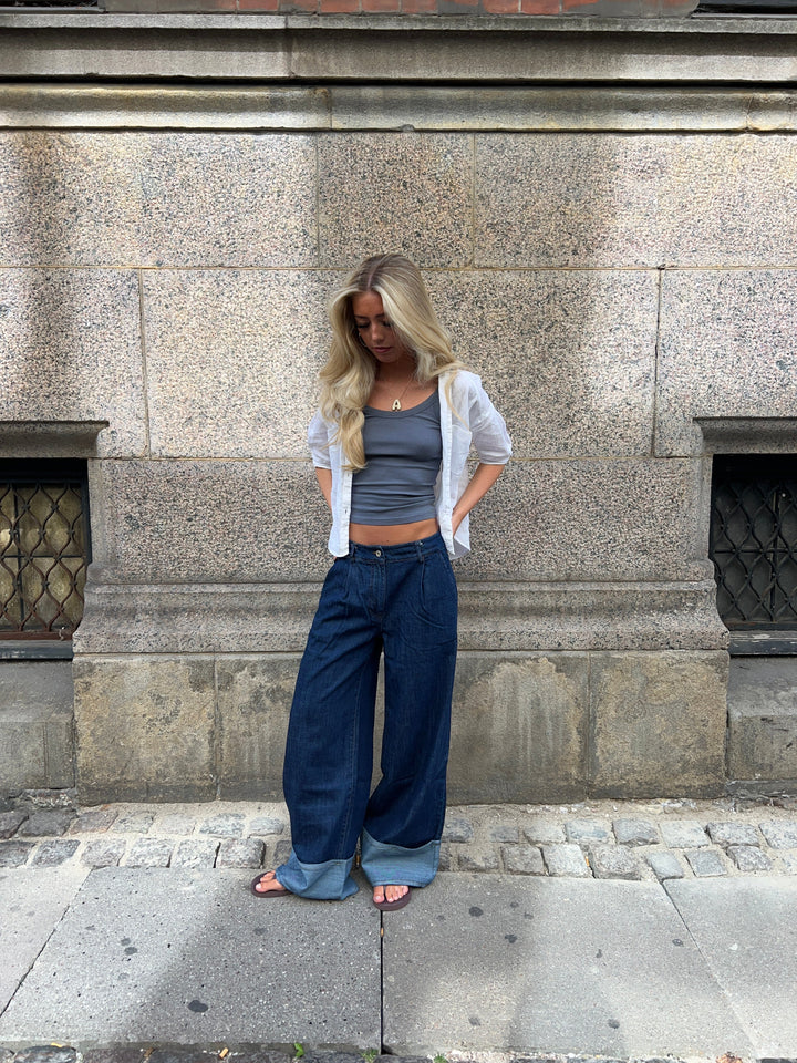 Mercie | Women’s low-rise wide-leg jeans with folded hem