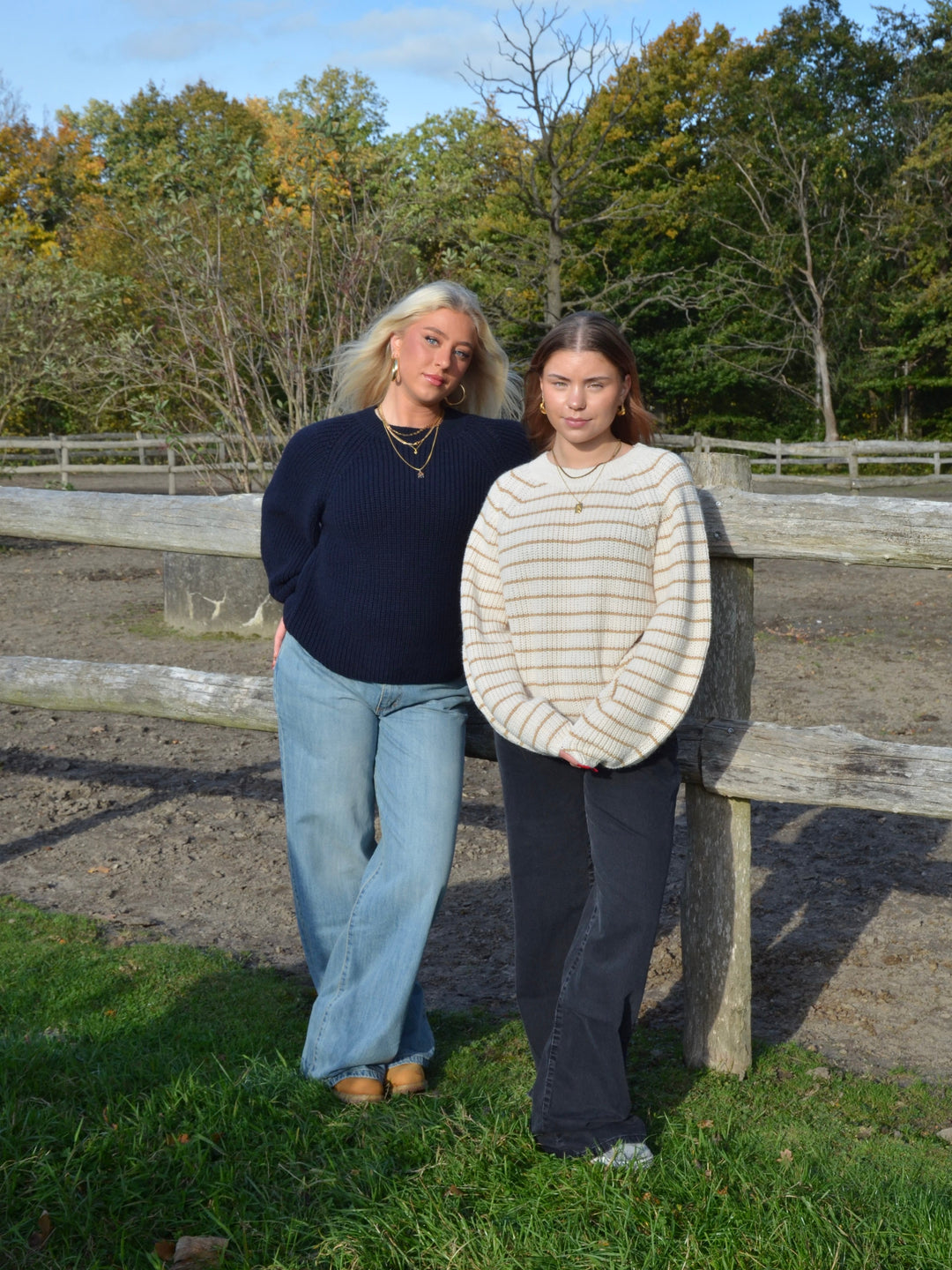 Glendy | Women’s striped knit sweater with balloon sleeves