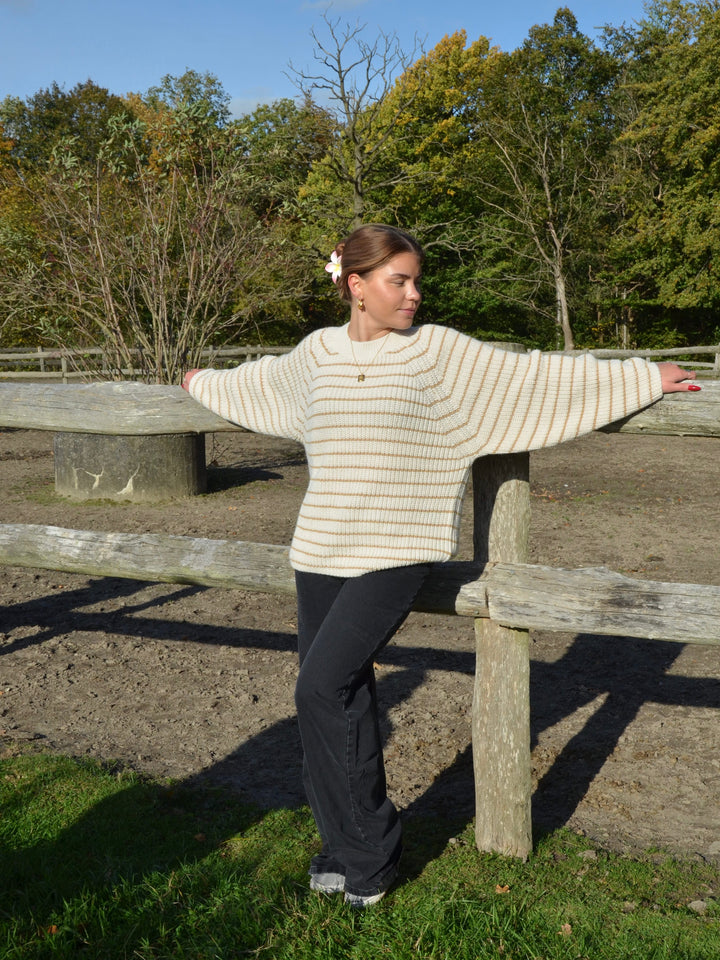 Glendy | Women’s striped knit sweater with balloon sleeves