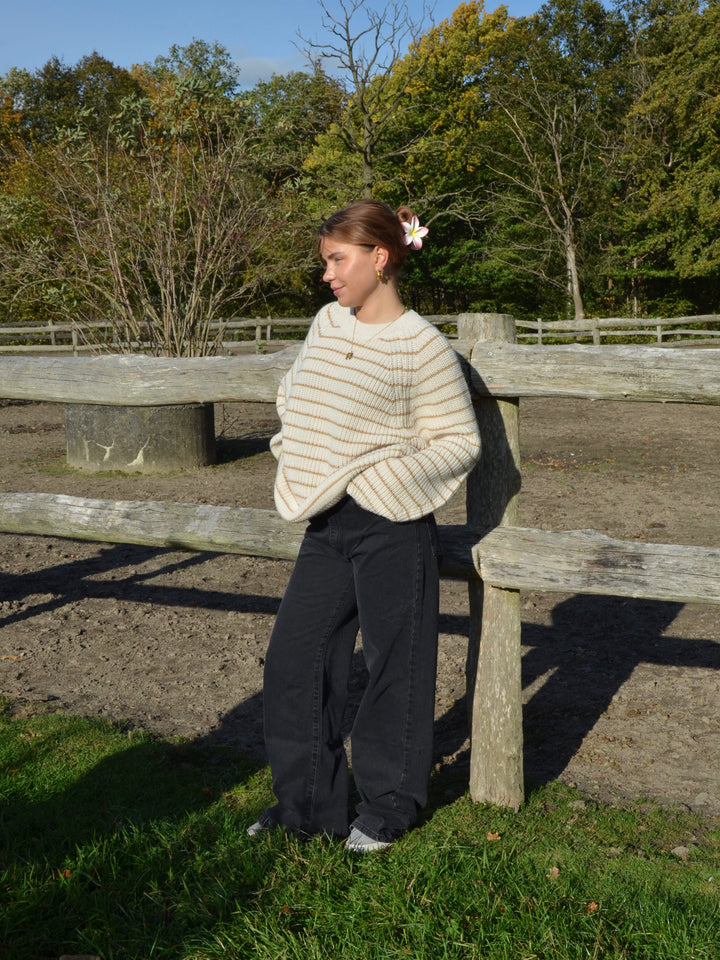 Glendy | Women’s striped knit sweater with balloon sleeves