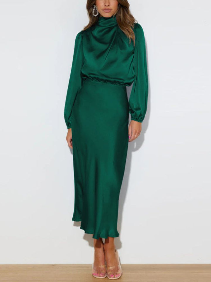 Arianne | Women's long sleeve glossy dress with classy finish