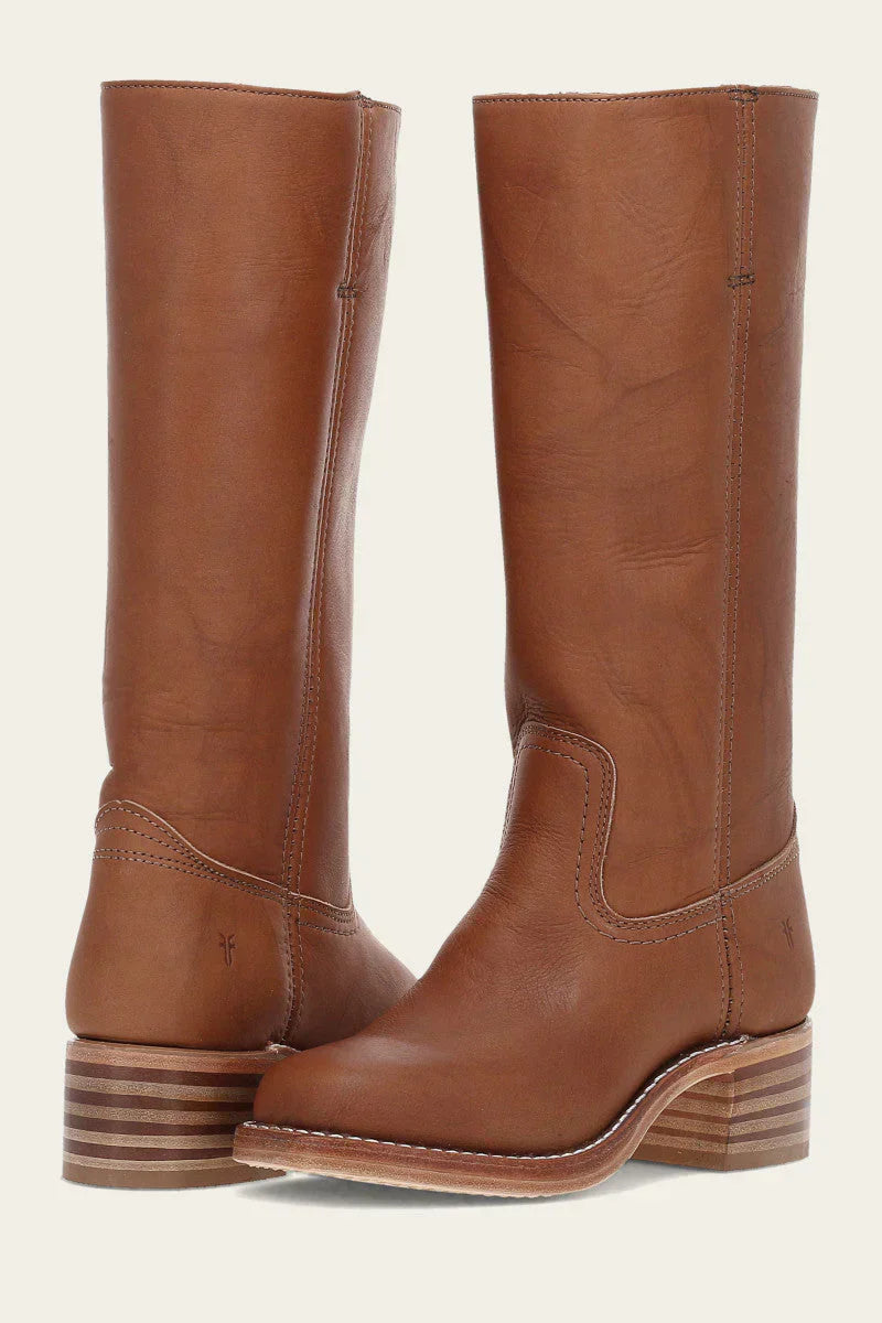 Women’s high boots with rounded toe and low heel