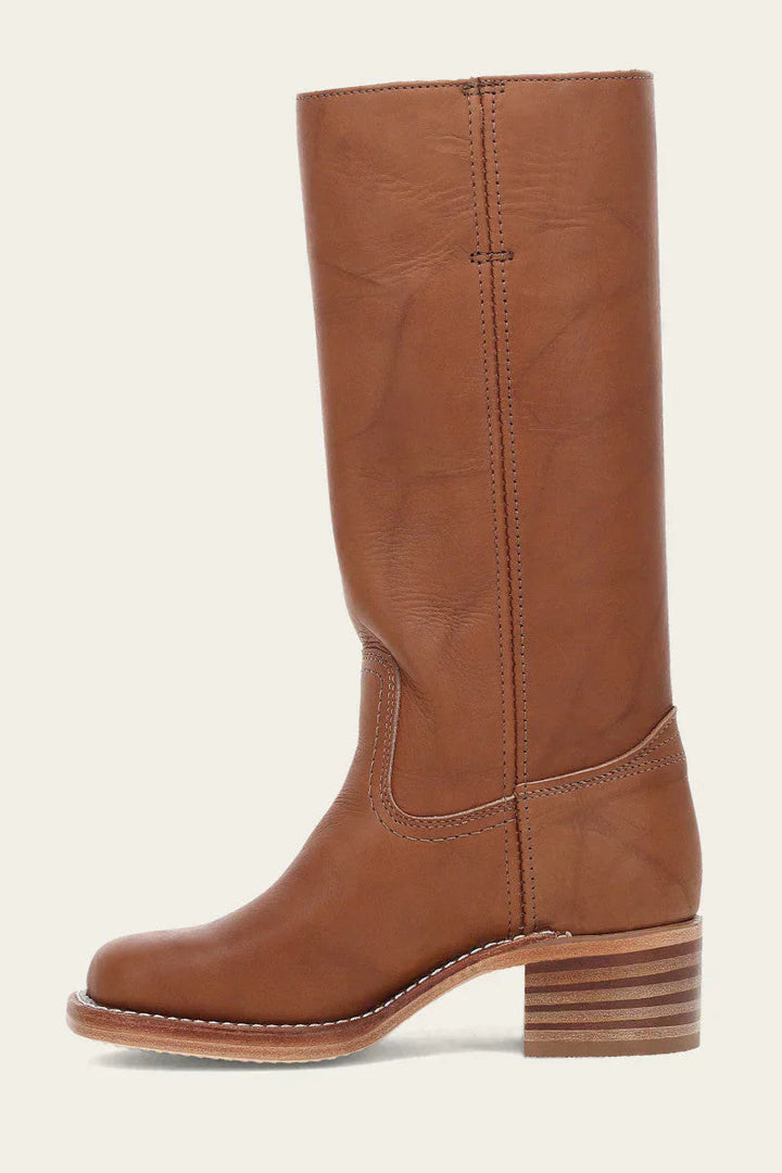 Women’s high boots with rounded toe and low heel