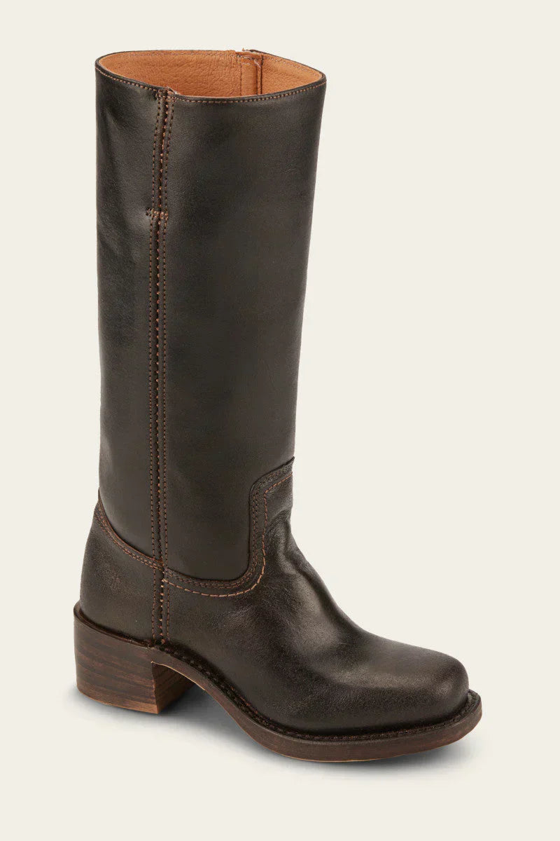 Women’s high boots with rounded toe and low heel