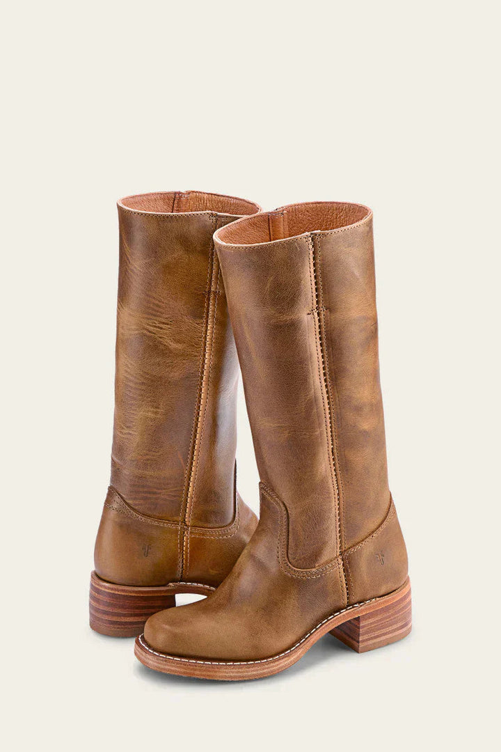 Women’s high boots with rounded toe and low heel