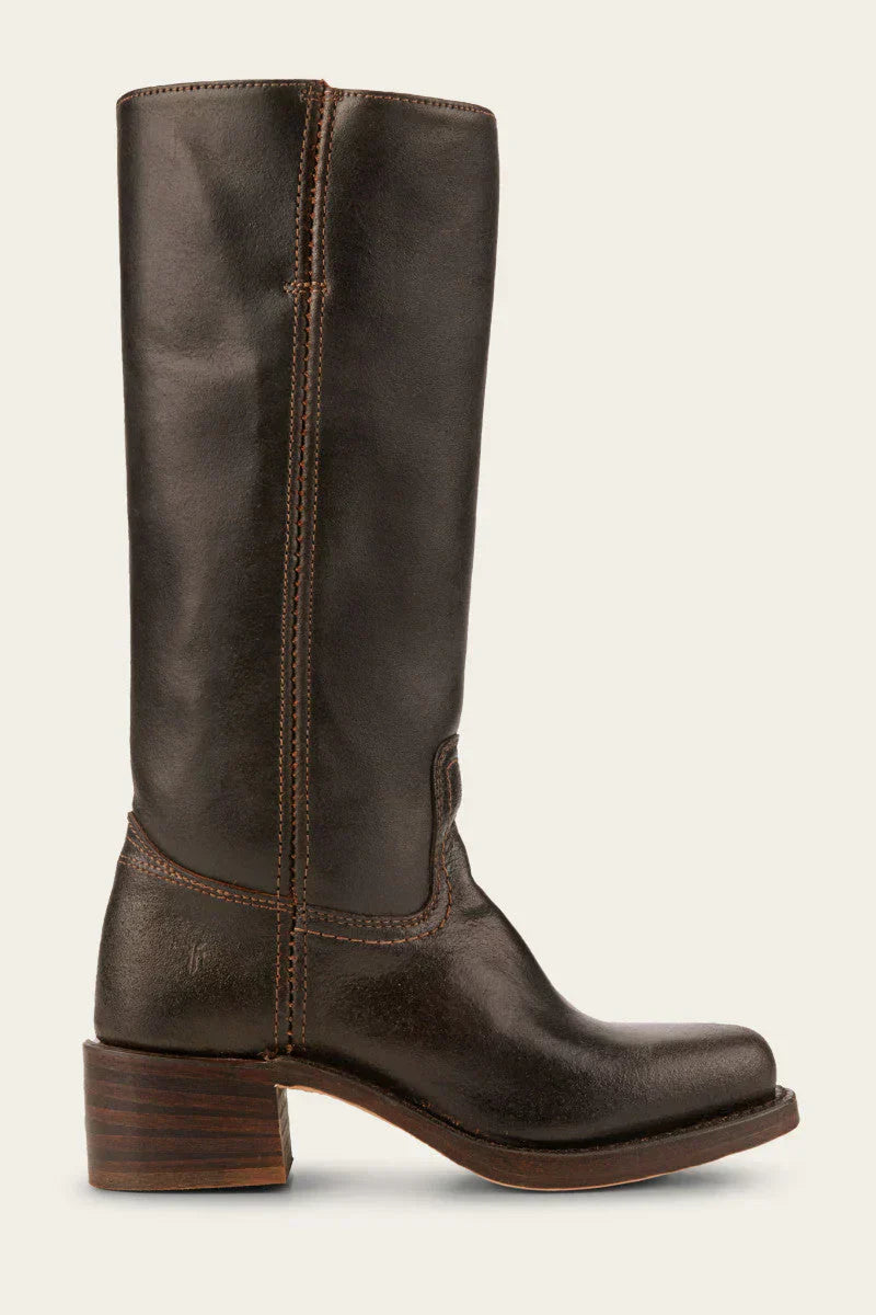 Women’s high boots with rounded toe and low heel