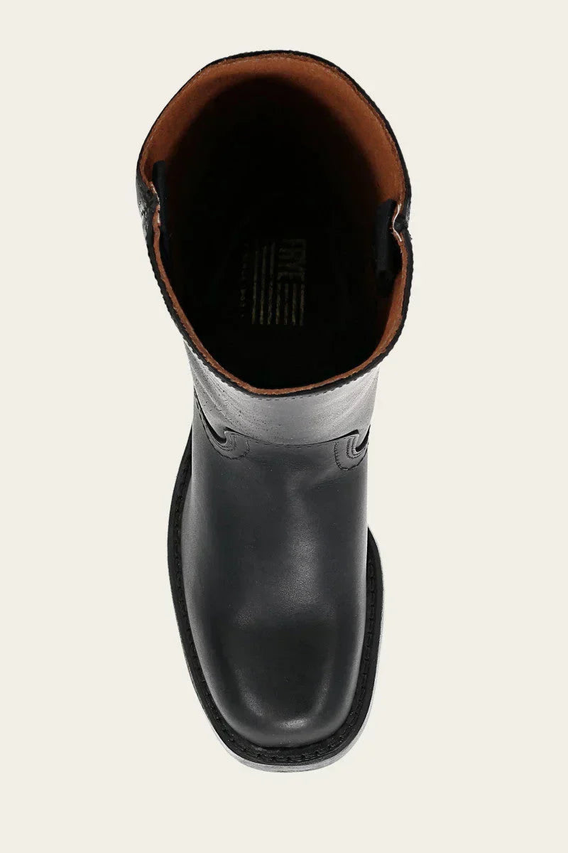 Women’s high boots with rounded toe and low heel