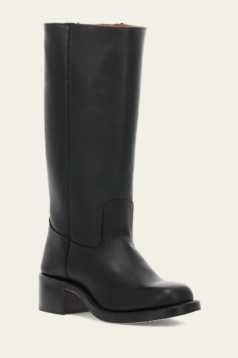 Women’s high boots with rounded toe and low heel