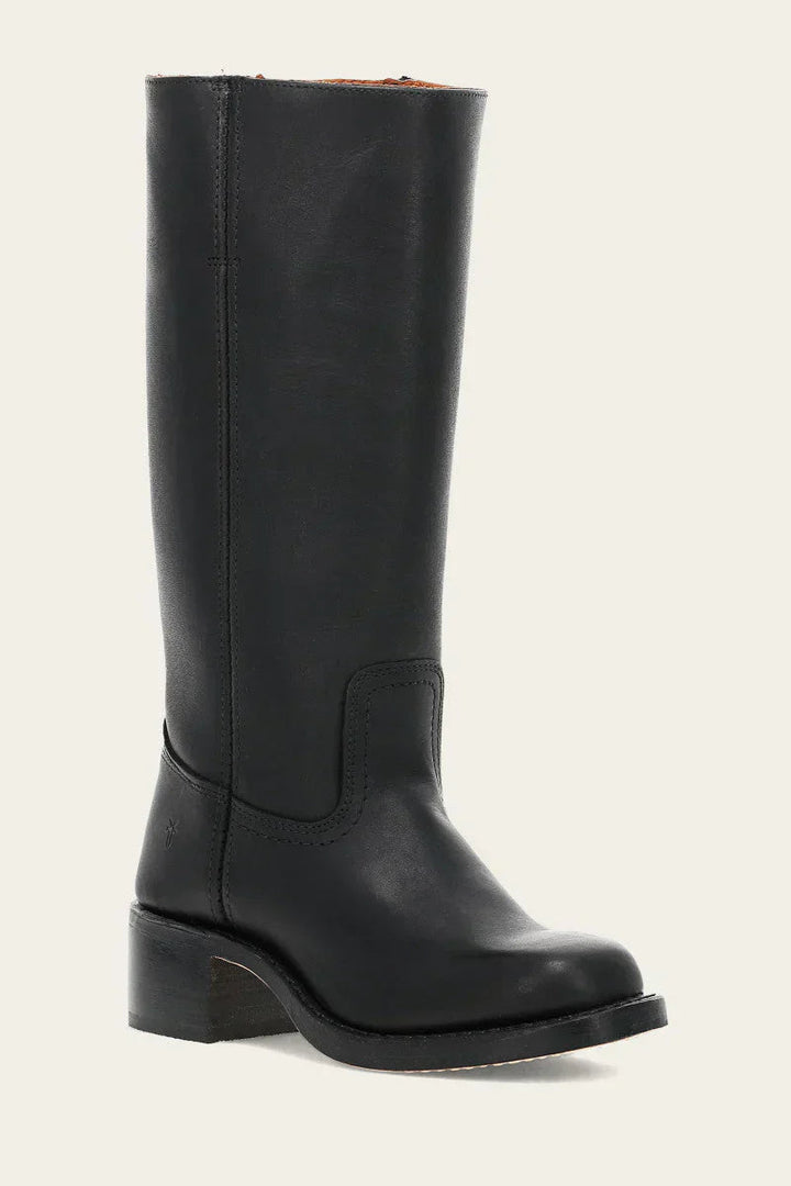 Women’s high boots with rounded toe and low heel
