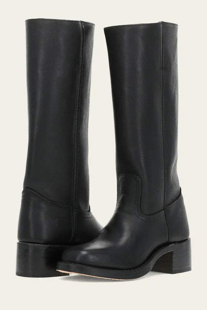 Women’s high boots with rounded toe and low heel