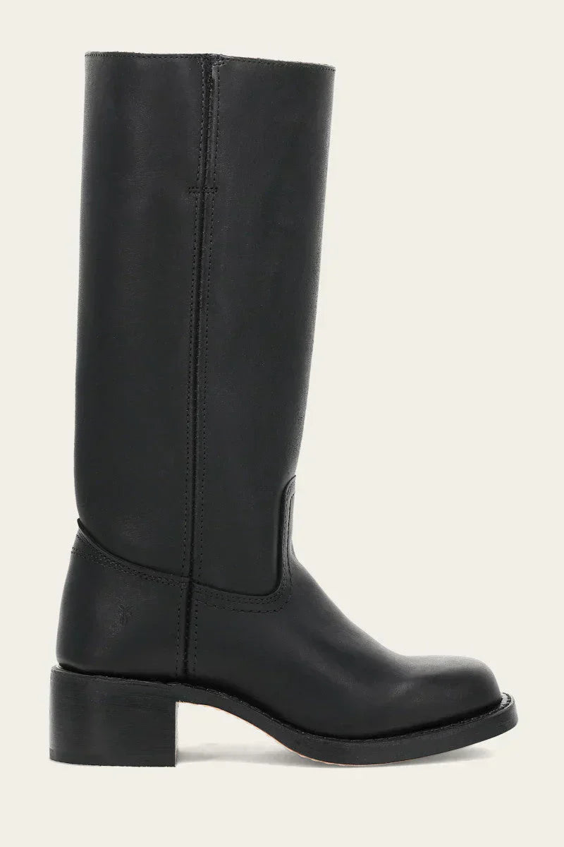 Women’s high boots with rounded toe and low heel