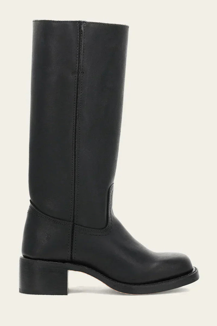 Women’s high boots with rounded toe and low heel