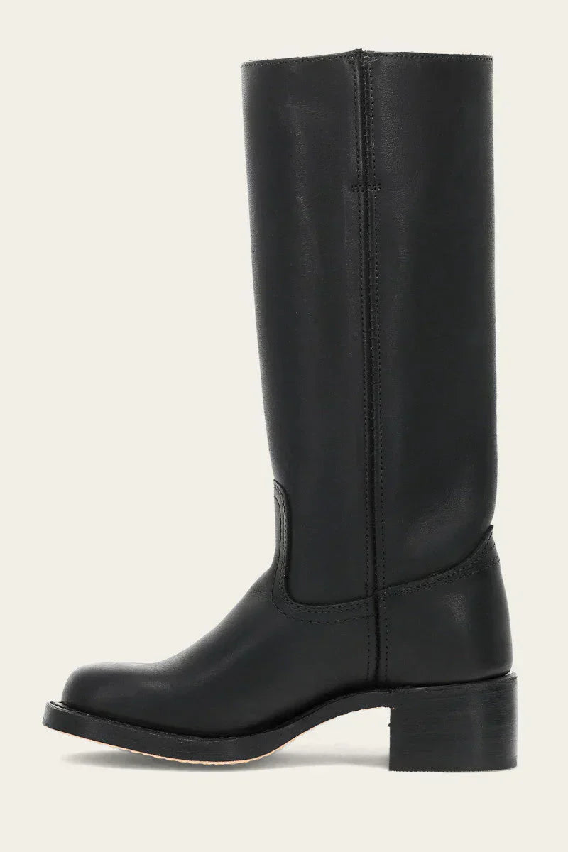 Women’s high boots with rounded toe and low heel