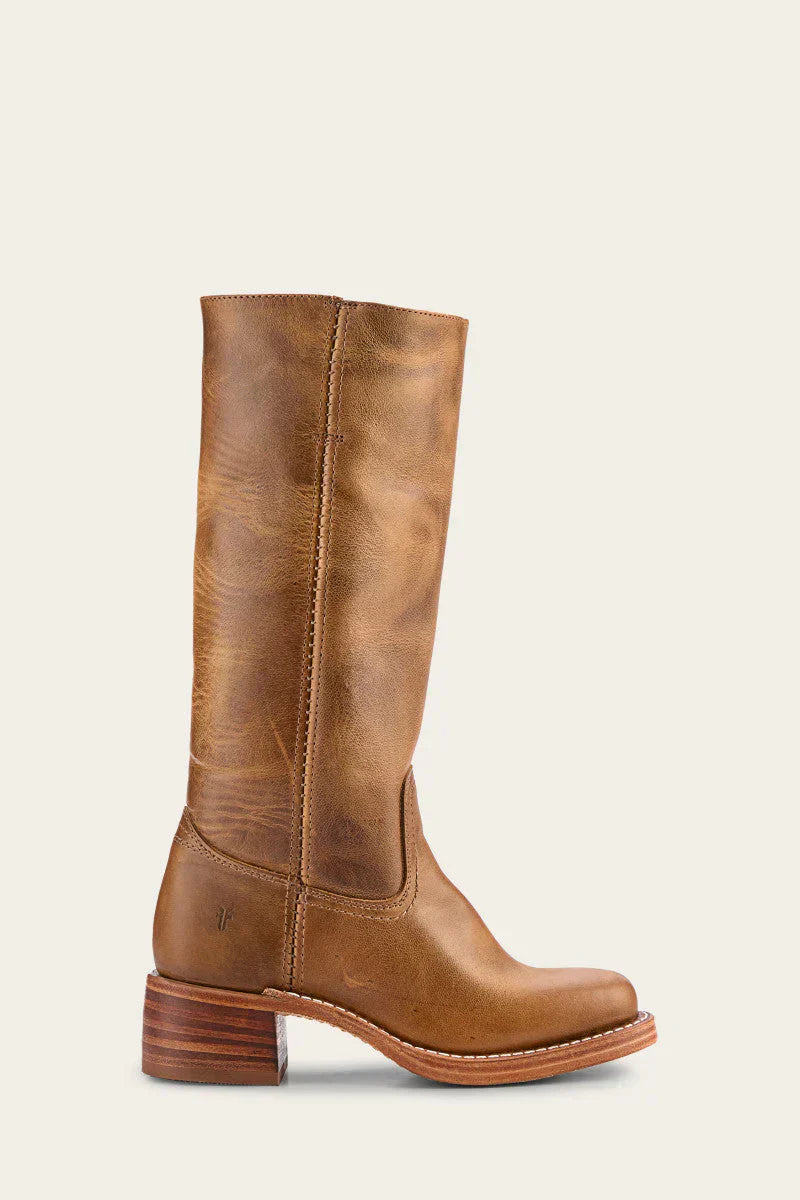 Women’s high boots with rounded toe and low heel