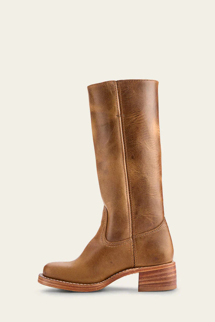 Women’s high boots with rounded toe and low heel