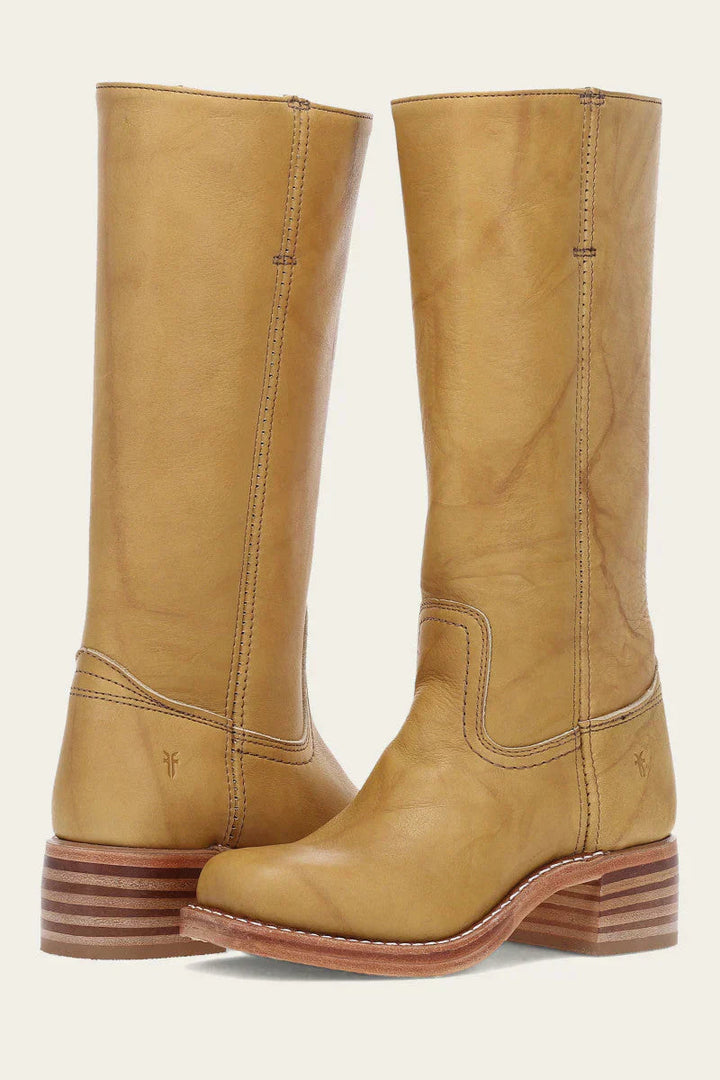 Women’s high boots with rounded toe and low heel