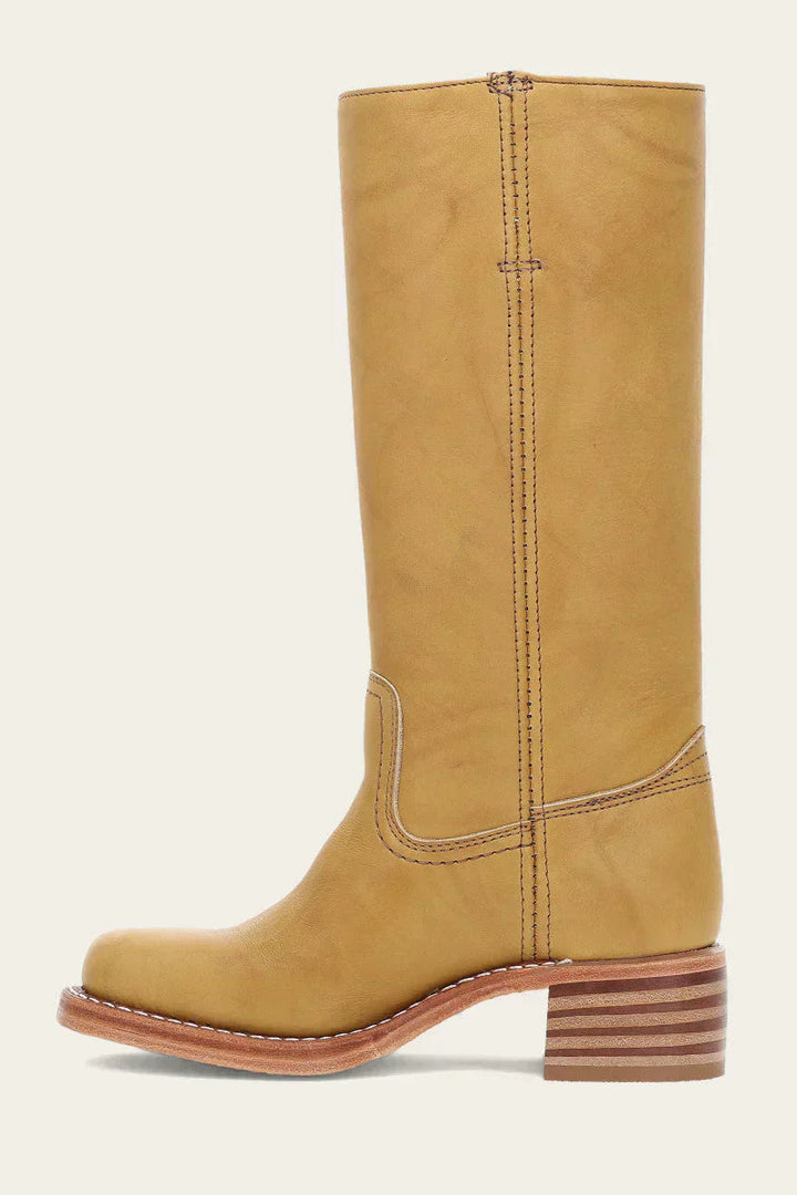 Women’s high boots with rounded toe and low heel