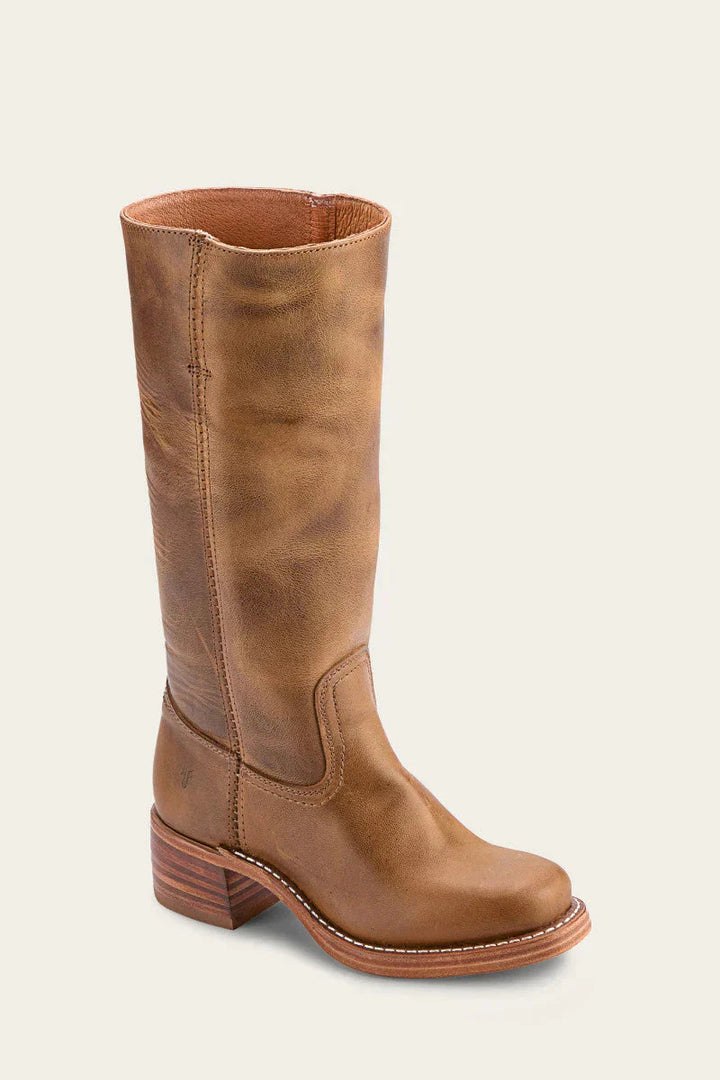 Women’s high boots with rounded toe and low heel