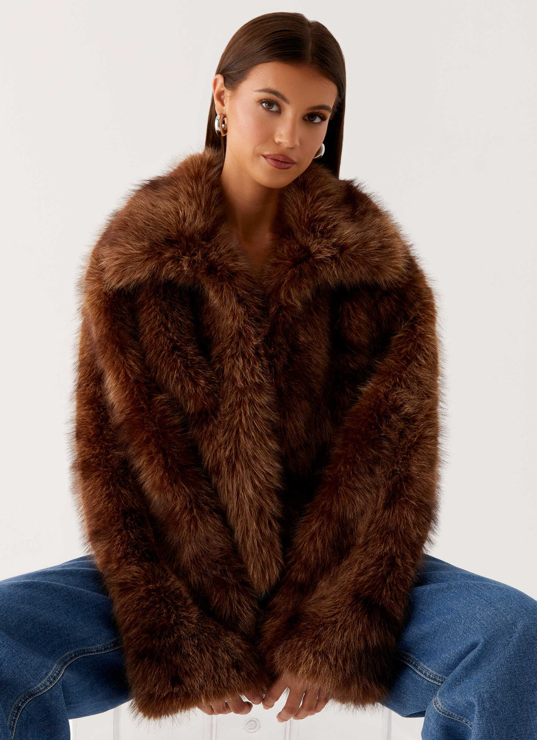 Ayra | Women’s cropped faux fur jacket with collar