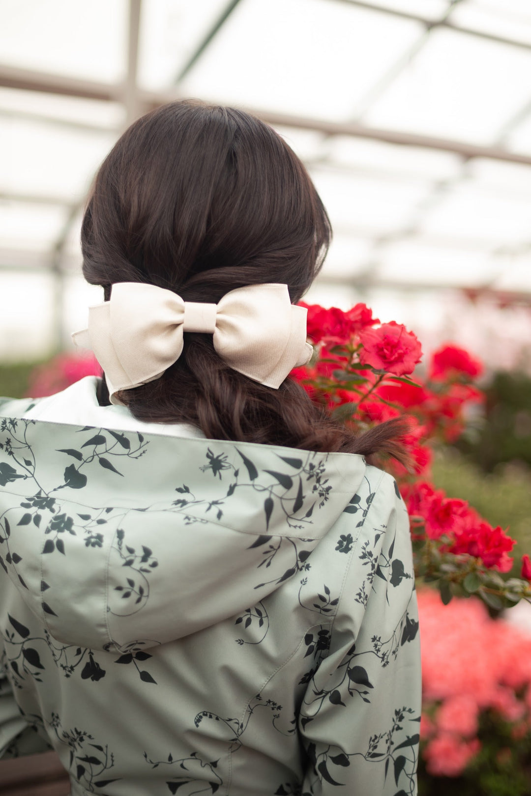 Hannah | Women’s double-breasted floral trench coat with adjustable hood