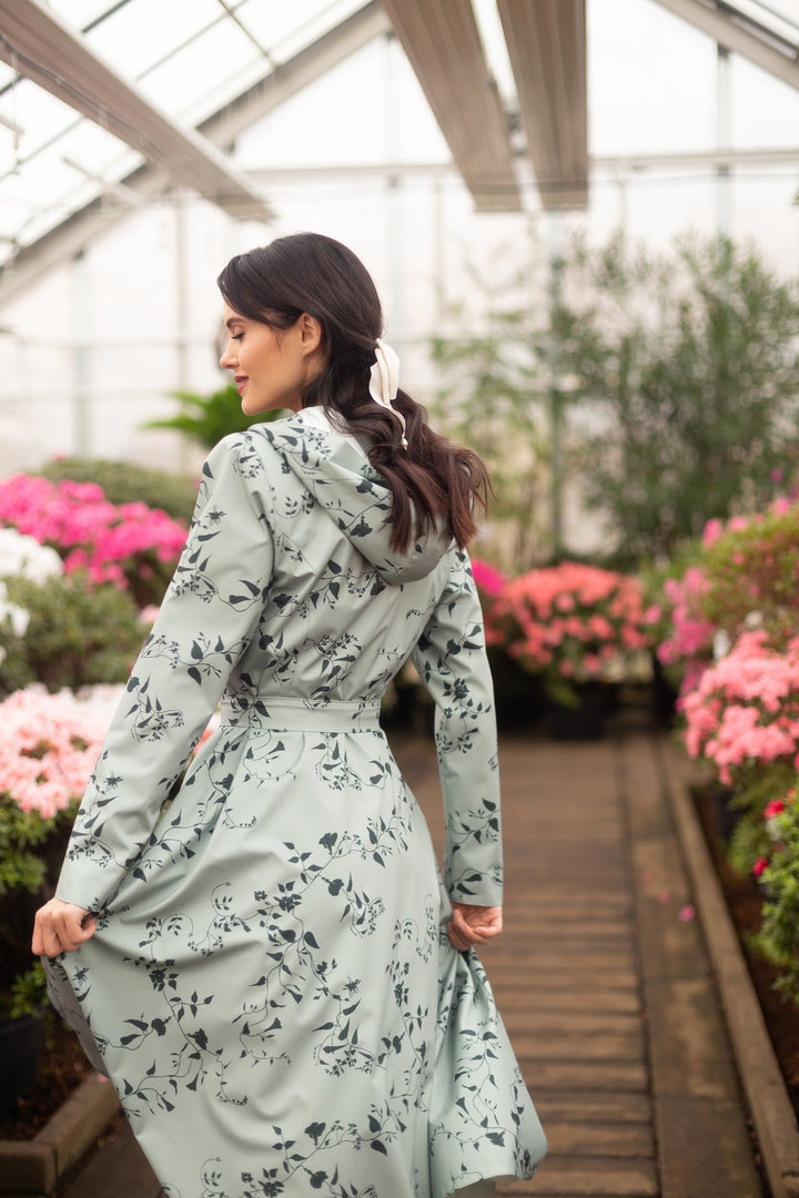 Hannah | Women’s double-breasted floral trench coat with adjustable hood