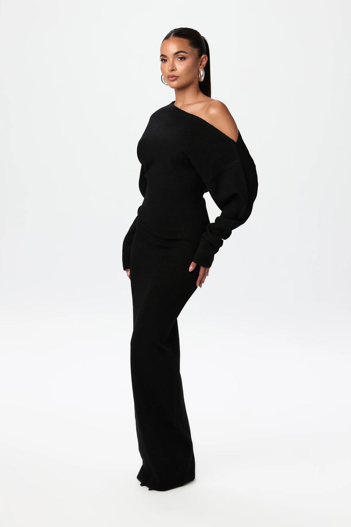 Vanessa | Off-shoulder elegant midi dress for day and evening wear