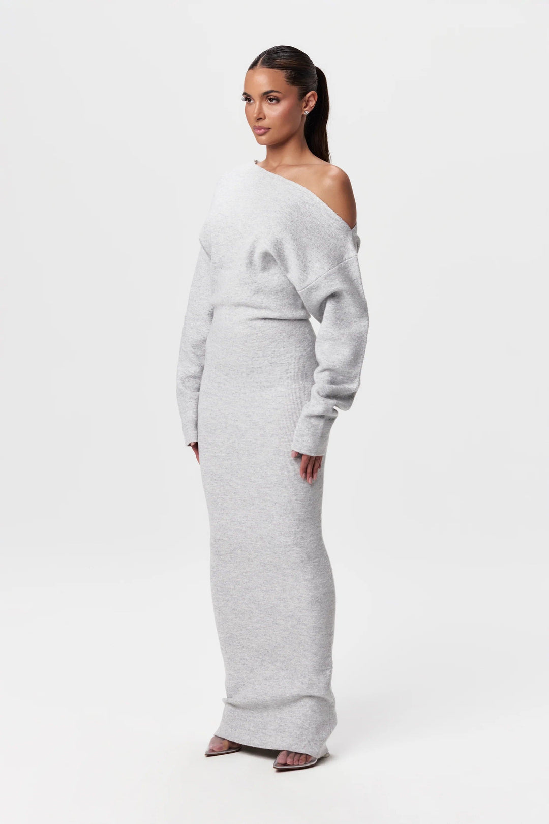 Vanessa | Off-shoulder elegant midi dress for day and evening wear