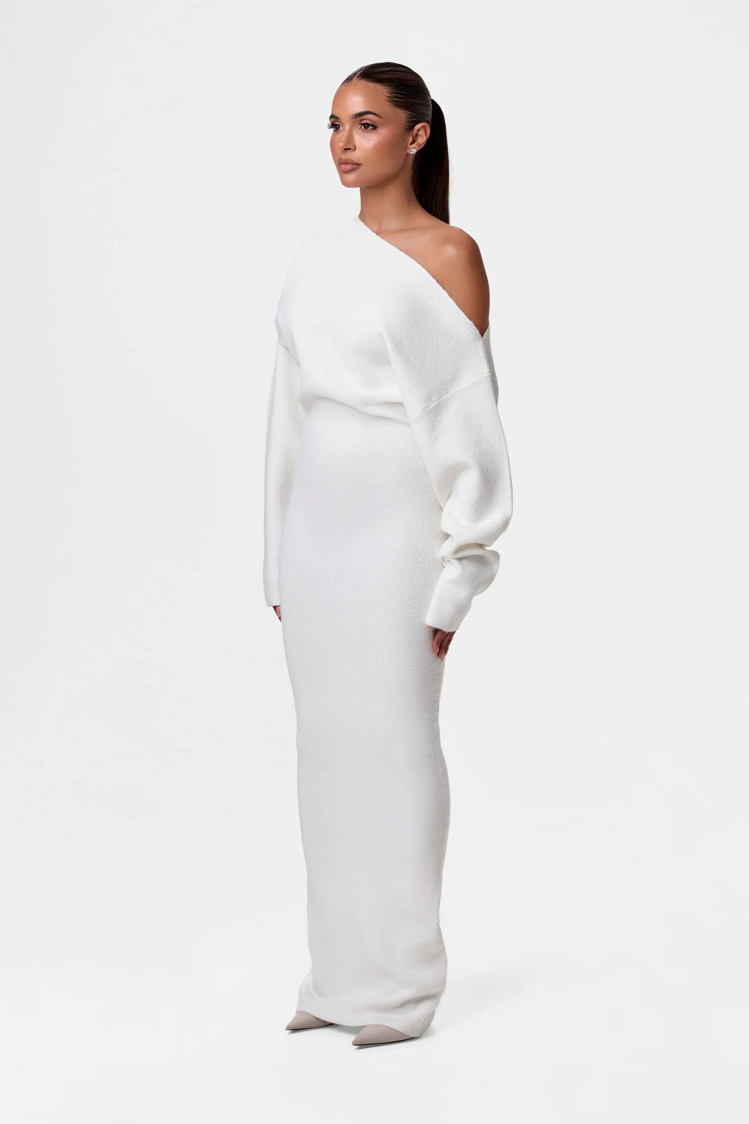 Vanessa | Off-shoulder elegant midi dress for day and evening wear